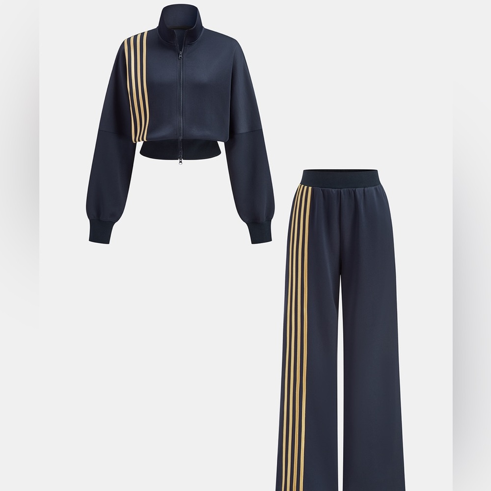 Commense Women's Navy and Gold Track Pants
